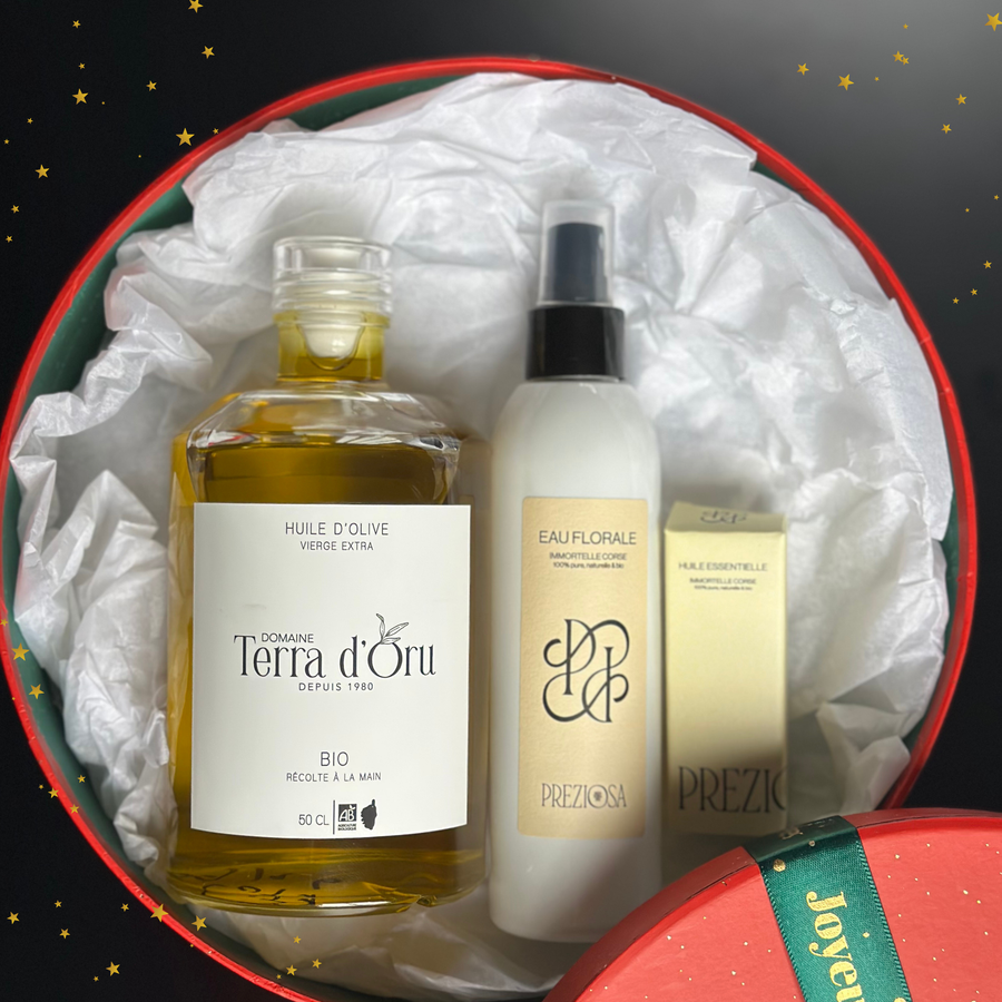 Coffret de Noël – Trésors de Corse (Édition Limitée) - Huile d'olive et duo Immortelle