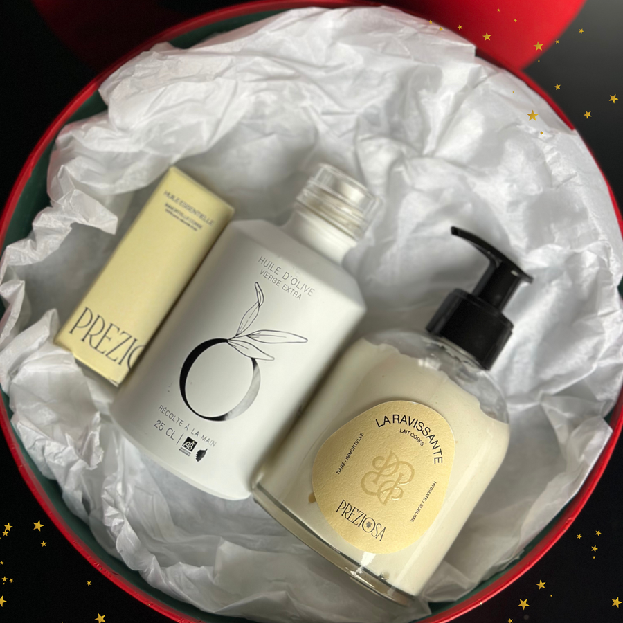 Coffret de Noël – Trésors de Corse (Édition Limitée) - Huile d'olive, lait corps et immortelle