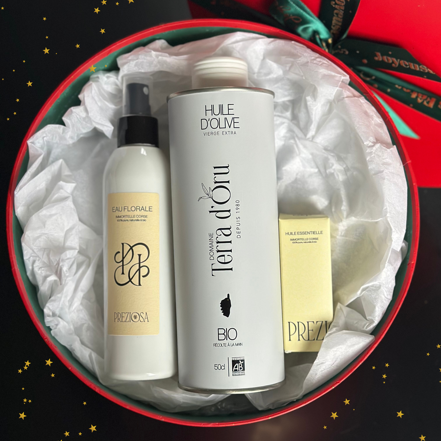 Coffret de Noël – Trésors de Corse (Édition Limitée) - Huile d'olive et Immortelle